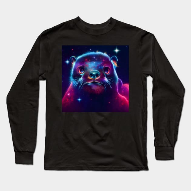 Otter Space Nebula - Grumpy Lycos Long Sleeve T-Shirt by Dream of Bunnies